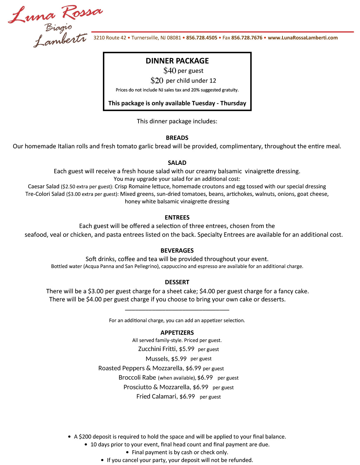 Party Packages Luna Rossa Biagio Lamberti